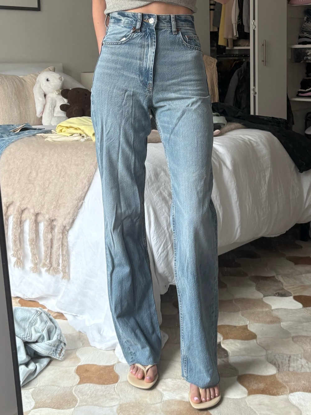 Zara High-Rise Straight Leg Jeans